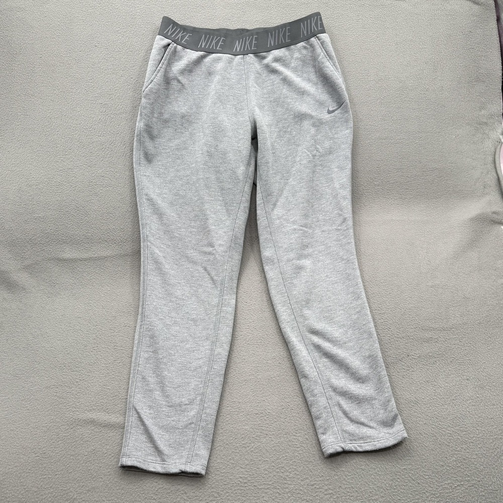 Nike Dri-FIT Sweatpants Mens Large Gray Fleece Elastic Waist Logo Athletic Pants